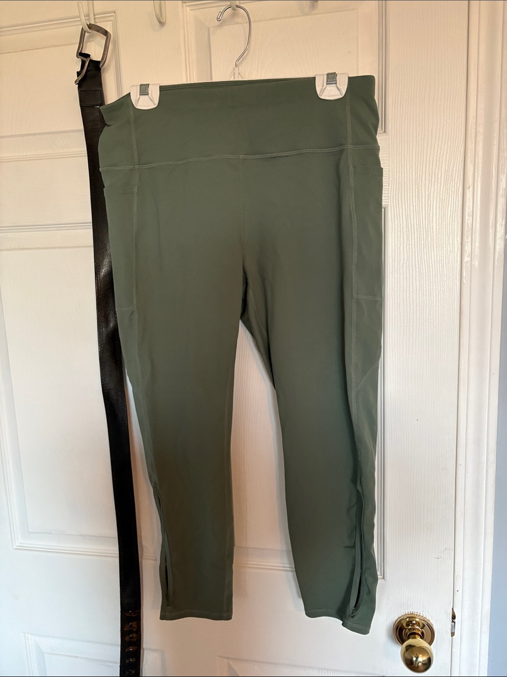Olive Green High-Waist Cropped Leggings